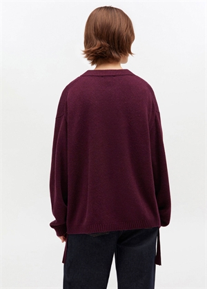 Future wool mix oversized o-neck strik Burgundy K2631 Ganni
